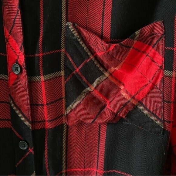 Beachlunchlounge Women's Plaid Long-Sleeved Button-Down Top Size XL - Picture 3 of 8